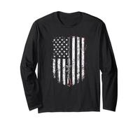 Vintage American Flag Hunting Fishing Patriotic Outdoor Tee Long Sleeve T-Shirt
