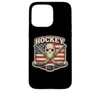 Vintage American Flag Ice Hockey Proud USA Player Coach Fan Case for iPhone 15 Pro Max