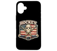 Vintage American Flag Ice Hockey Proud USA Player Coach Fan Case for iPhone 16 Plus