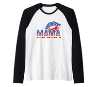 Vintage American Flag Lips 4th Of July Patriotic USA Mama Raglan Baseball Tee