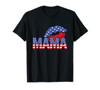 Vintage American Flag Lips 4th Of July Patriotic USA Mama T-Shirt
