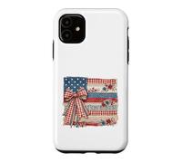 Vintage American Flag Patchwork Floral Bow Design Case for iPhone 11