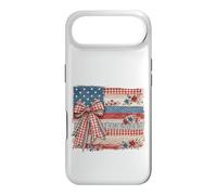 Vintage American Flag Patchwork Floral Bow Design Case for iPhone Air