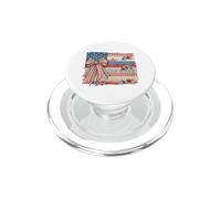Vintage American Flag Patchwork Floral Bow Design PopSockets PopGrip for MagSafe