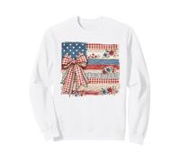 Vintage American Flag Patchwork Floral Bow Design Sweatshirt
