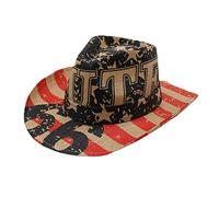 Vintage American-Flag Pattern Hat Women Men Ladies Cowboy Hat Party Graffiti Top Bonnet Men Halloween Cowboy Paper With Tiaras Sunproof
