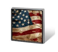 Vintage American Flag Printed Square Aluminum Lapel Pin Lightweight Metal Square Brooch with Effortless Elegance for Any Look And Occasion