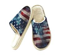 Vintage American Flag Slippers for Women Men, Memory Foam House Shoes M