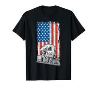 Vintage American Flag Train Railroad Locomotive Boys Men Value Graphic T-Shirt, Men, Black, S