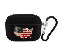 Vintage American Flag US Map Earphone Case PC Bluetooth Earbud Case Headphone Cases Compatible with Airpods Pro Black-style