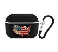 Vintage American Flag US Map Earphone Case PC Bluetooth Earbud Case Headphone Cases Compatible with Airpods Pro White-style