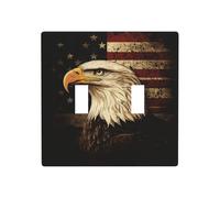 Vintage American Flag with Eagle Double Gang Toggle Light Cover Wall Plate Switch Decor Standard Size - 11.4x11.4cm