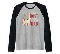 Vintage American Flag World's Best Golden Retriever Dad Raglan Baseball Tee