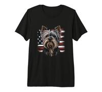 Vintage American Flag Yorkshire Terrier Portrait Premium T-Shirt