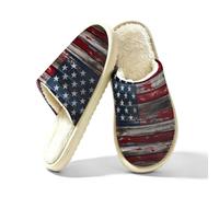 Vintage American Flas Slippers for Women Men, Memory Foam House Shoes M