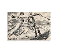 Vintage American Illustrator Art Charles Dana Gibson's The Last Ditch 1917 Poster with Dynamic Human Figures And Battlefield Motifs Art Print Wall Photo Paint Hanging Picture Family Bedroom Decor Gift