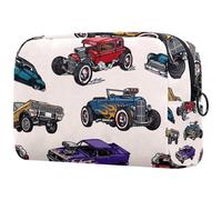 Vintage American Muscle Cars Cosmetic Bag for Women, Travel Toiletries Bags Large Makeup Handy Pouch Organiser Bag with Zipper