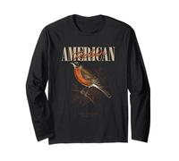 Vintage American Robin Bird Art Nature Watching Long Sleeve T-Shirt
