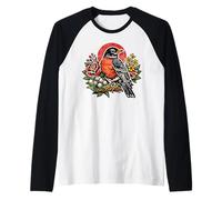 Vintage American Robin Bird Tattoo Style Birdwatching Design Raglan Baseball Tee