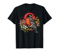 Vintage American Robin Bird Tattoo Style Birdwatching Design T-Shirt