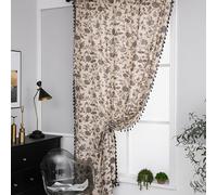 Vintage American Style Floral Print Linen Blackout Curtains 150x180 cm 2PCS Elegant Beige Drapes for Bedroom & Living Room Stylish Window Treatment