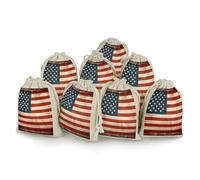 Vintage American USA Flag 8 PCS Muslin Bags with Drawstring Sachet Bags Empty Small Cotton Drawstring Bag Muslin Reusable & Washable Cotton Bag for Herb Spice Candy Soap Jewelry Wedding Gift Pouches