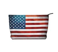 Vintage American USA Flag Corduroy Makeup Bag – Versatile Cosmetic Pouch with Zipper for Daily Use and Travel Capacity Organizer
