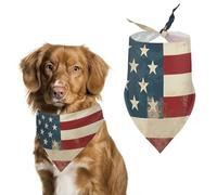Vintage American USA Flag Dog Bandanas Adjustable Bib Party Pet Decorations Cute Dog Triangle Scarfs for Small Medium Puppy Cat Costume Accessory