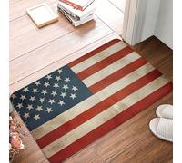 Vintage American USA Flag Door Mat Indoor Outdoor Doormat Non-Slip Entryway Mat Absorbent Mud Trapper Mats Heavy Duty Welcome Mat Washable Flannel Bath Mat Small Carpet 16 X 24 in