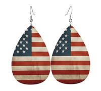 Vintage American Usa Flag Faux Leather Teardrop Earrings, Fashion Lightweight Drop Dangle Earrings Leather Earrings For Women Weddings, Parties, Ceremonies, Banquets, Gifts
