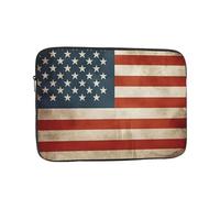 Vintage American USA Flag Laptop Case 17 inch, Water Resistant Laptop Sleeve Shockproof Protective Traveling Computer Bag Portable Business Briefcase for Men Women