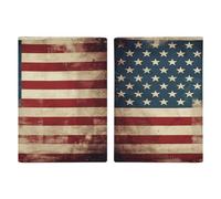 Vintage American USA Flag Passport Holder Ultra Slim PU Leather Travel Document Organizer Compact Premium International US Passport Protector Cover for Women Men