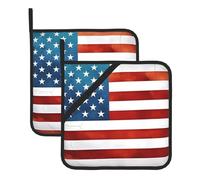 Vintage American USA Flag Pot Holders Set of 2 Printed Heat Resistant Kitchen Potholders for Safe and Stylish Cooking Baking and Grilling Gifts for Women