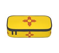 Vintage American USA Flag Print Pencil Case â€“ Stationery Pouch Bag for Office, and Travel â€“ Spacious Compartments, Zipper Closure, Flag of New Mexico, One Size, Print