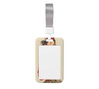 Vintage American Woman Sliding Id Badge Holder Hard Plastic Work Card Case Name Tag Protector for Nurses Office