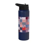Vintage Americana Star Flag Pattern Red White Blue Patriotic Stainless Steel Insulated Water Bottle