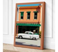 Vintage Americana Street Canvas Wall Art Print 18x12 Inch (46 x 30 cm)
