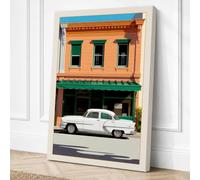 Vintage Americana Street Canvas Wall Art Print 24x16 Inch (61 x 41 cm)