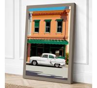Vintage Americana Street Canvas Wall Art Print 30x20 Inch (76 x 51 cm)