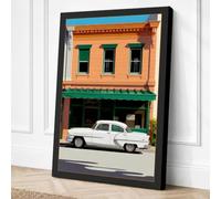 Vintage Americana Street Canvas Wall Art Print 30x20 Inch (76 x 51 cm)