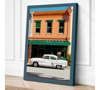 Vintage Americana Street Canvas Wall Art Print 36x24 Inch (91 x 61 cm)
