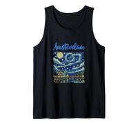 Vintage Amsterdam Canal Street At Night Van Gogh Art Style Tank Top