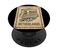 Vintage Amsterdam Netherlands Travel Souvenir Tourist Gift PopSockets Adhesive PopGrip