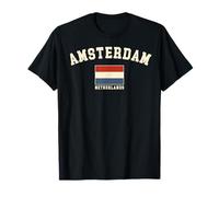 Vintage Amsterdam The Netherlands Dutch Flag Souvenir Retro T-Shirt