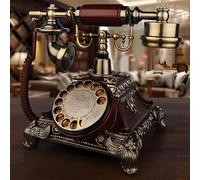 Vintage Analog Landline Desk Phone with Caller ID Records, Embossed Design, Mechanical and Electronic Ringtones for Home Office Decor