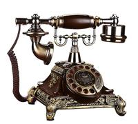 Vintage Analog Landline Desk Phone with Caller ID Records, Embossed Design, Mechanical and Electronic Ringtones for Home Office Decor