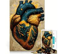 Vintage Anatomical Heart Art Jigsaw for Adults1000 Pieces Brain Focus Game Precision Cut Smooth Edges Amusing Challenge for Waiting Time (38x26cm)