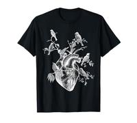 Vintage Anatomy Heart Birds Tree Anatomical Cardiac Nurse T-Shirt