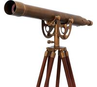 Vintage Anchor Master Floor Standing Telescope W/Stand Wooden Tripod Astro 62" Harbor Griffith Brass Telescope Antique Look Brown Floor Standing Telescopes