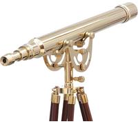 Vintage Anchor Master Floor Standing Telescope W/Stand Wooden Tripod Astro 64" Harbor Griffith Brass Telescope Shiny Look Brown Floor Standing Telescopes